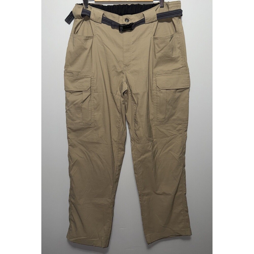 Duluth Trading Mens Cargo Pants Size XL 32 Khaki Nylon Stretch Outdoor Mid Rise